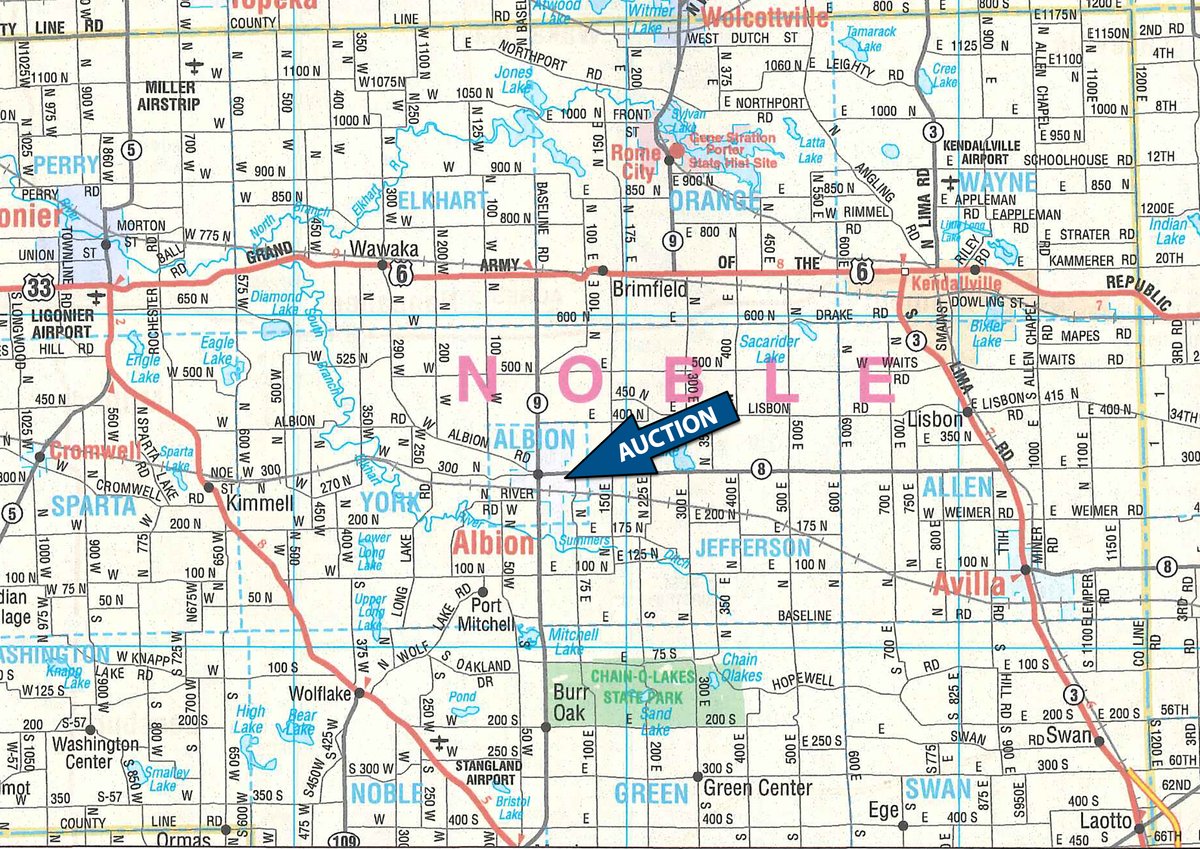 Area map - PERSONAL PROPERTY & REAL ESTATE AUCTION 2 DATES IN NOBLE COUNTY
